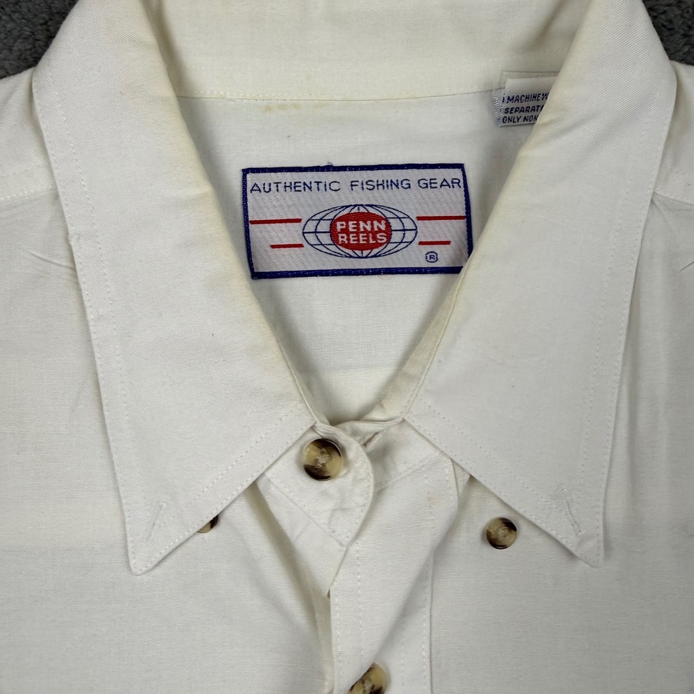 Penn Reels International Fishing Shirt Mens XL White Cotton Short Sleeve Marlin - Picture 3 of 7